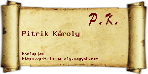 Pitrik Károly névjegykártya